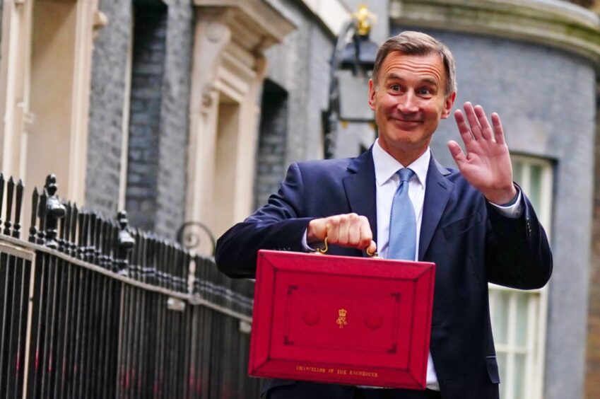 Chancellor Jeremy Hunt will deliver his Spring Budget as Aberdeen councillors debate their 2024-25 budget too. Image: Victoria Jones/PA Wire