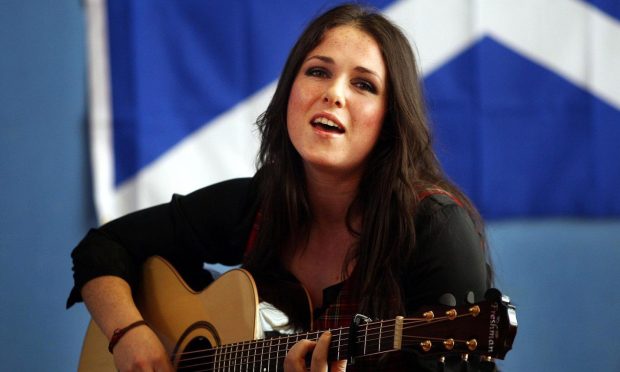 Singer Sandi Thom at St Margaret's Primary School, Loanhead, where Scotland First Minister Alex Salmond has been announcing plans for the first official St Andrew's Day celebrations under SNP administration.