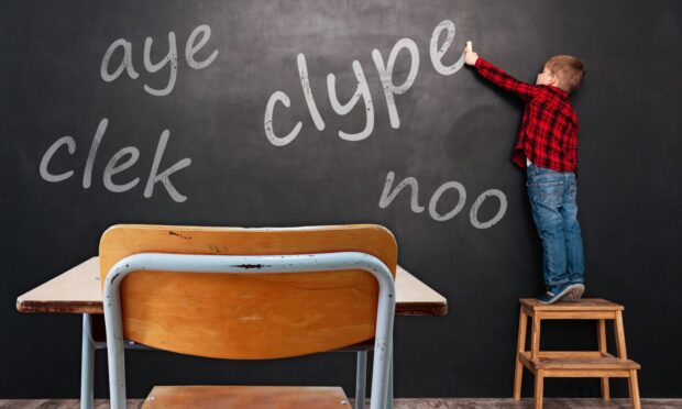 To go with story by Karen Roberts. feature on the use of Scots in schools Picture shows; Blackboard with Scots words written on it. aberdeen. Supplied by DCTdesign Date; Unknown