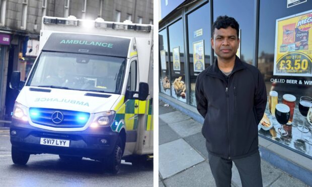Amothen Kandasamy, owner of the Premier store and Post Office on Victoria Street in Dyce, faced a four-hour wait for an ambulance. Images: DC Thomson