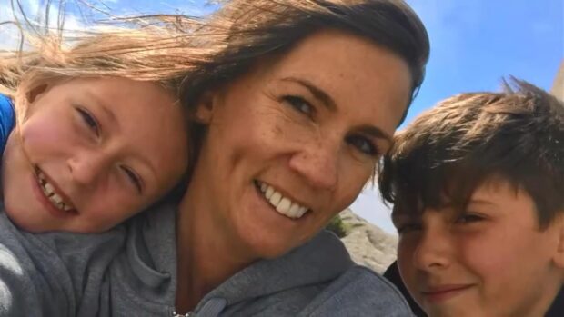 Cara Baxter, 42, with her children Grace and Sam.