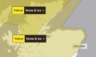 Yellow warning for snow and ice issued across Grampian. Image: Met Office.
