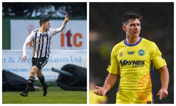 Fraserburgh's Sean Butcher, left, and Buckie Thistle's Max Barry, right, before Buckie play Fraserburgh in the Breedon Highland League on February 21 2024.
Butcher picture by Kath Flannery, Barry picture by Darrell Benns.
Collage created on February 20 2024.