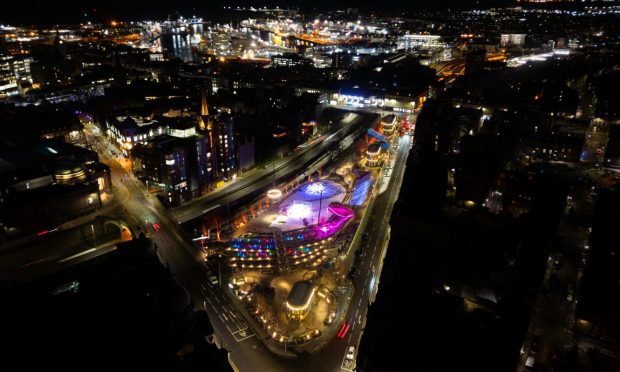 Image show Aberdeen brighten up with Spectra lights. The spirit of Spectra could light up Aberdeen city centre throughout the year. Image Calum Stuart