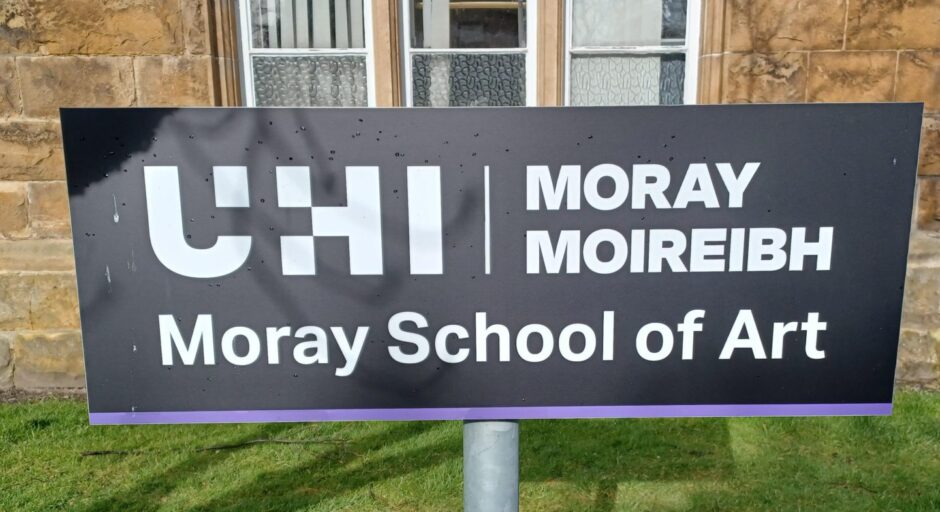 Sign for UHI Moray School of Art.