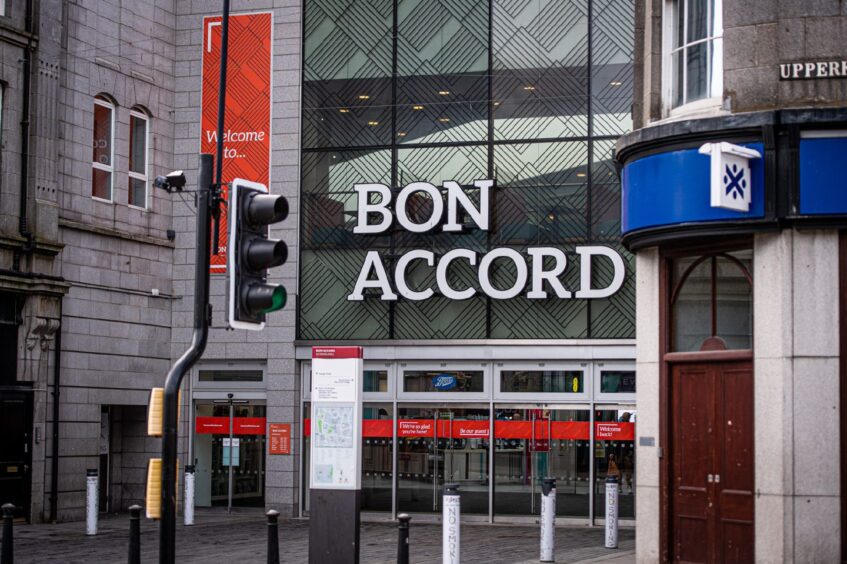 Outside the Bon Accord Shopping Centre