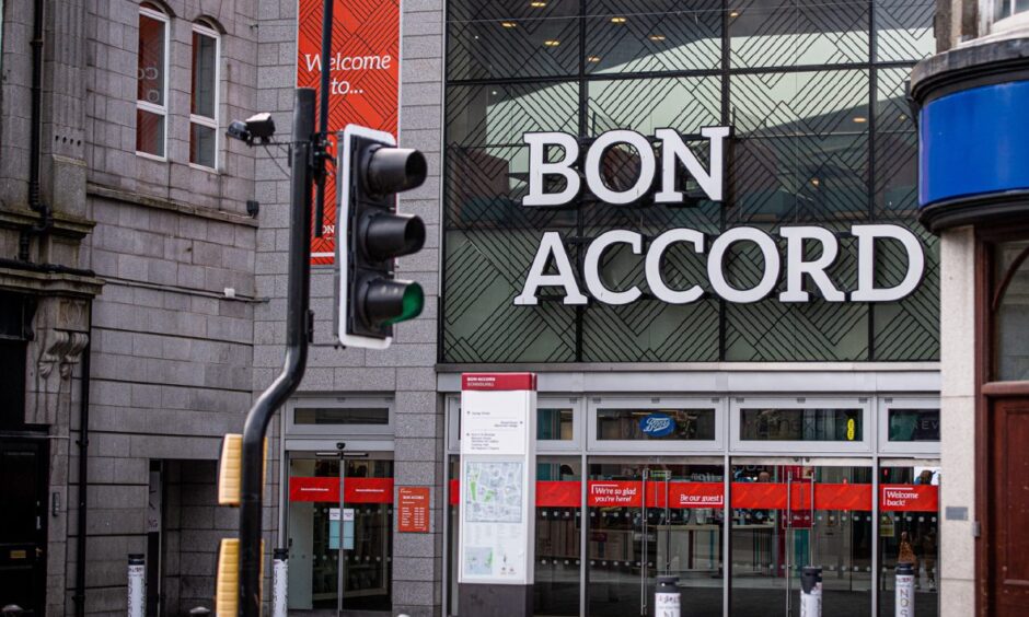 The glass frontage of the Bon Accord centre in Aberdeen.