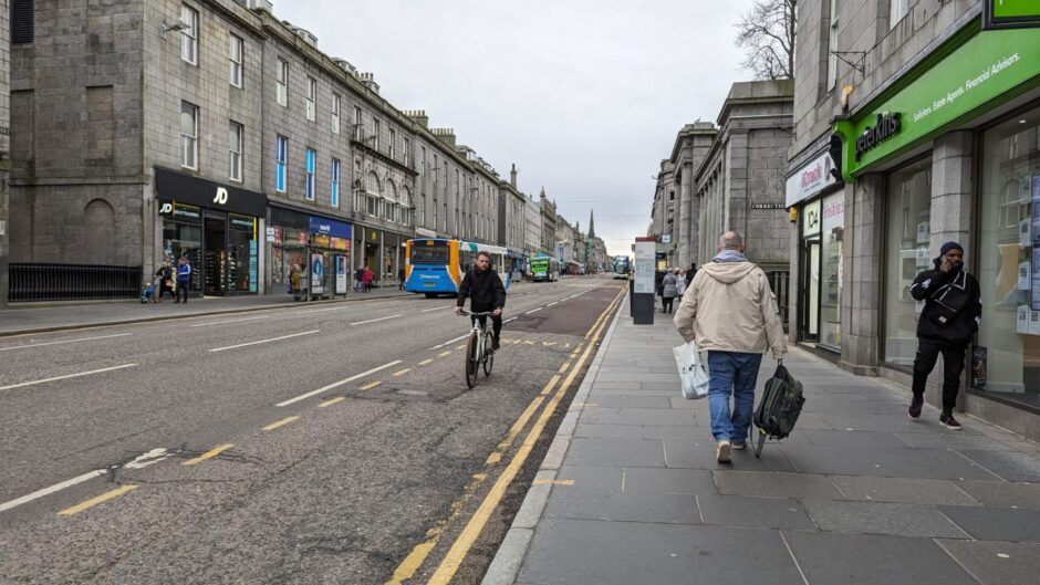 Union Street: A segregated bike lane is to be built the length of the Granite Mile. Image: Alastair Gossip/DC Thomson