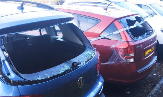 Many cars were damaged overnight at a car park in Inverness. Alberto Lejarraga/DC Thomson