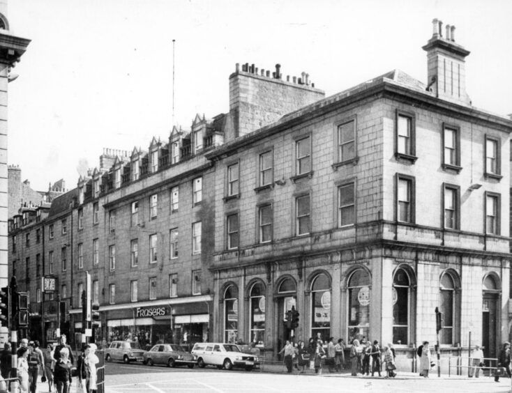 Busy House of Fraser on the corner of Union Street in September 1980. The upper floors above Market Street are now flats and Airbnbs, which are claimed to be a base for sex workers. Image: DC Thomson
