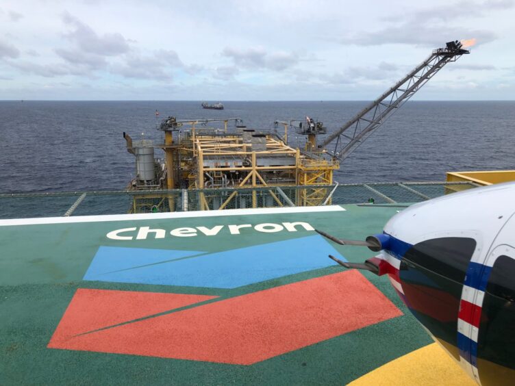 Chevron offshore platform in Gulf of Thailand.
