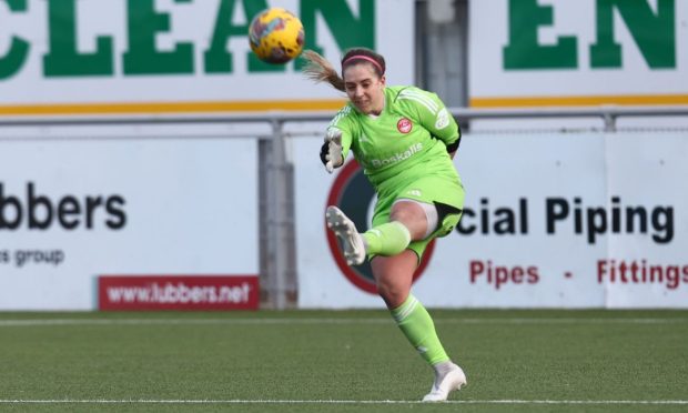 Aberdeen Women goalkeeper Jeni Currie in action in a SWPL match against Rangers.