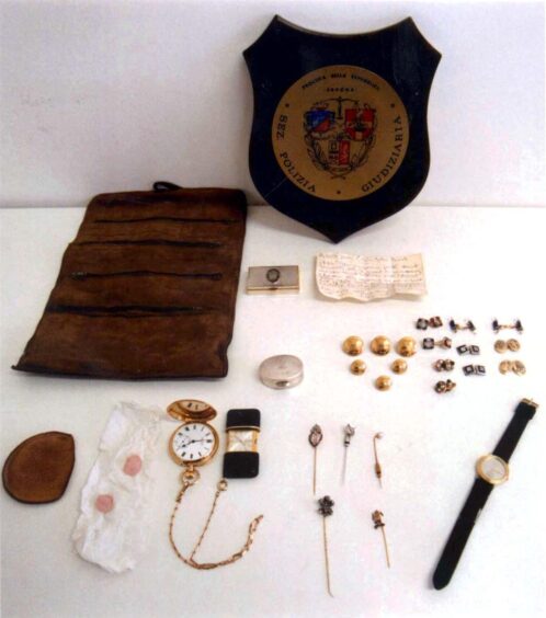 The Royal items stolen by Rinino from King Charles's St James's Palace apartment and recovered by Italian police in Savona, Italy in 1998.