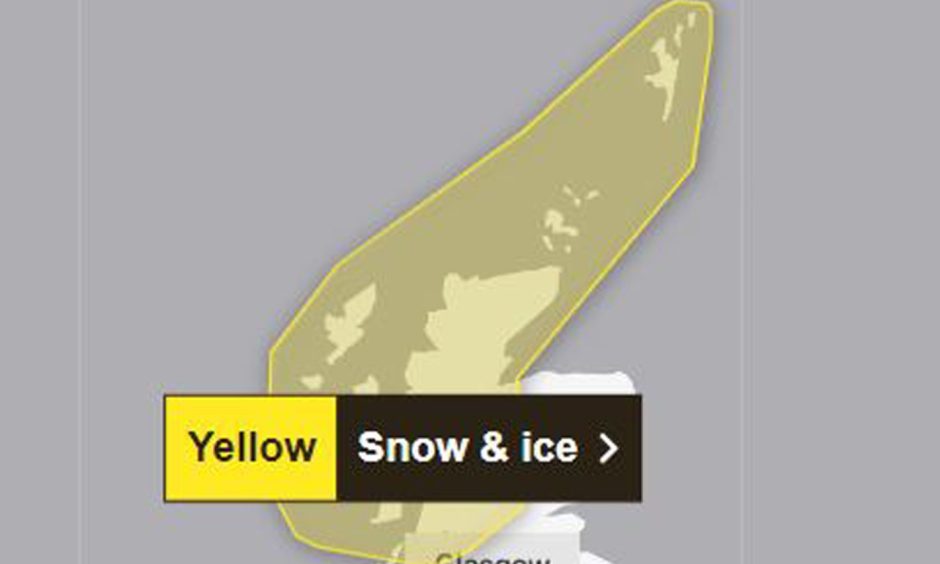 Met Office issue a warning of snow for the north of Scotland