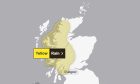 Met Office map yellow weather waring for rain