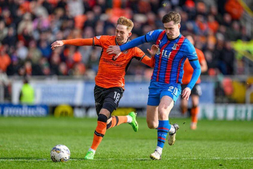 Caley Thistle's Morgan Boyes in action against Dundee United