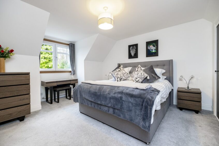 One of the bedrooms inside the house for sale near Crathes Castle.