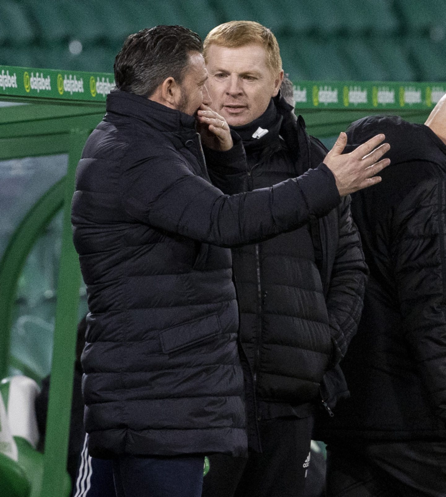 Then Celtic Manager Neil Lennon and Derek McInnes in a Premiership match against Aberdeen. Image: SNS 