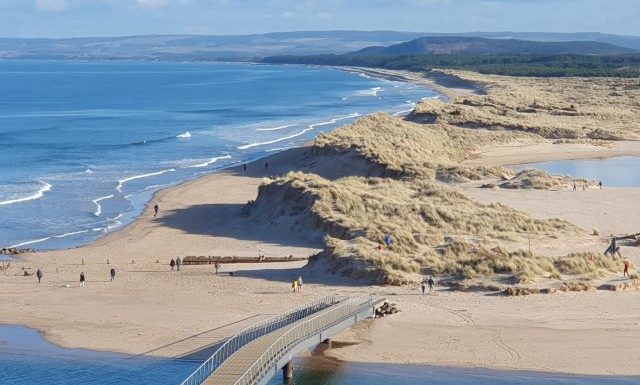 Lossiemouth dunes viewed from Prospect Terrace. 