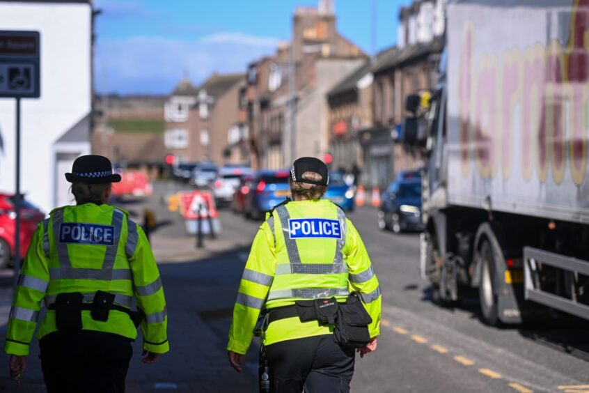 Police officers on patrol in Stonehaven 