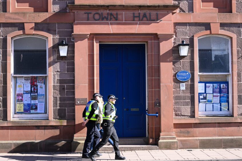 Officers outside Stonehaven Town Hall