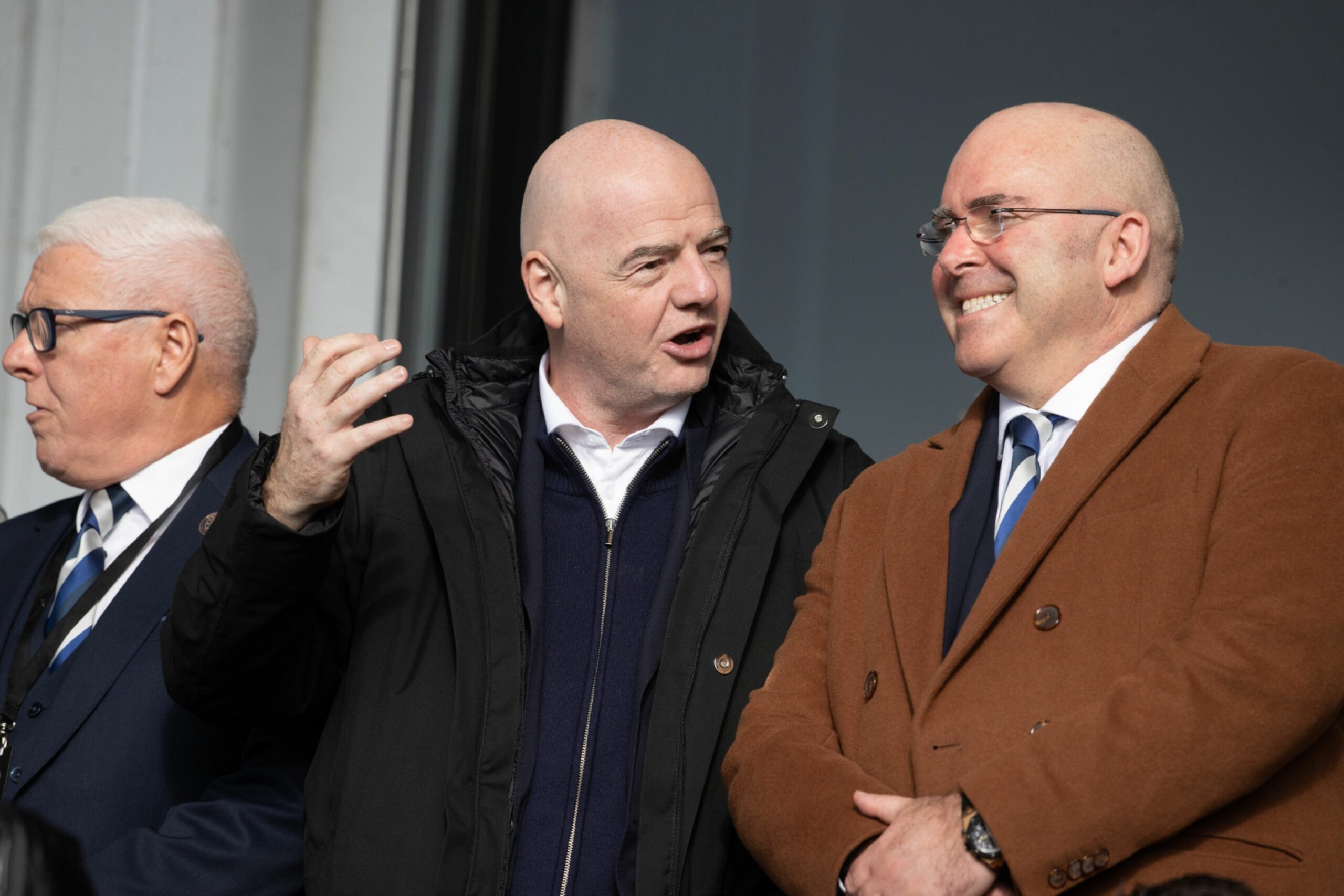 FIFA President Gianni Infantino and Scottish FA President Mike Mulvaney at St Mirren's clash with Aberdeen. Image: SNS 