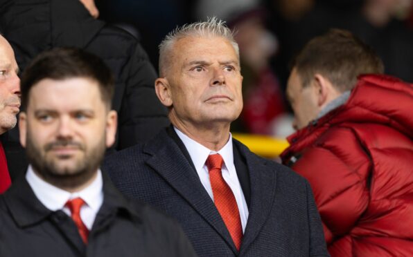 Aberdeen chairman Dave Cormack at Pittodrie during the 3-1 Scottish Cup defeat of Kilmarnock. Image: SNS.