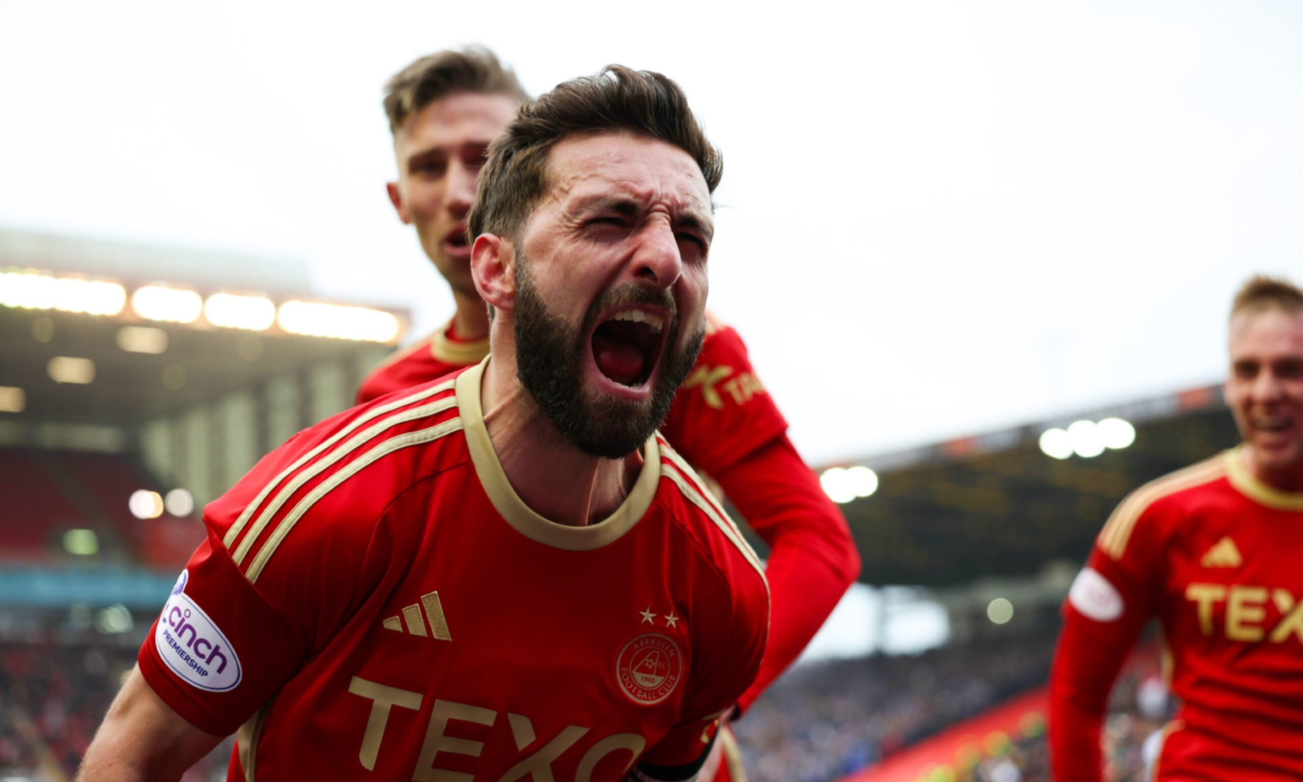 Aberdeen's Graeme Shinnie celebrates scoring to make it 2-0 against Kilmarnock in the Scottish Cup quarter-final at Pittodrie.