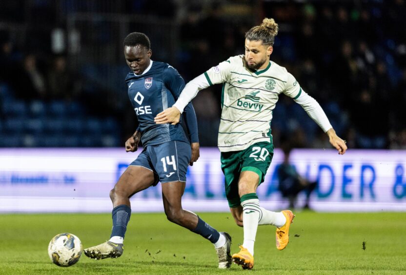 Victor Loturi in action against Hibernian