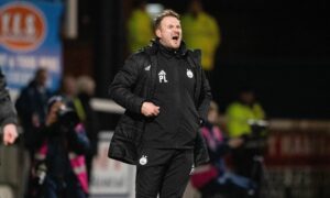Aberdeen interim manager Peter Leven during the 1-0 defeat by Dundee. Image: SNS.
