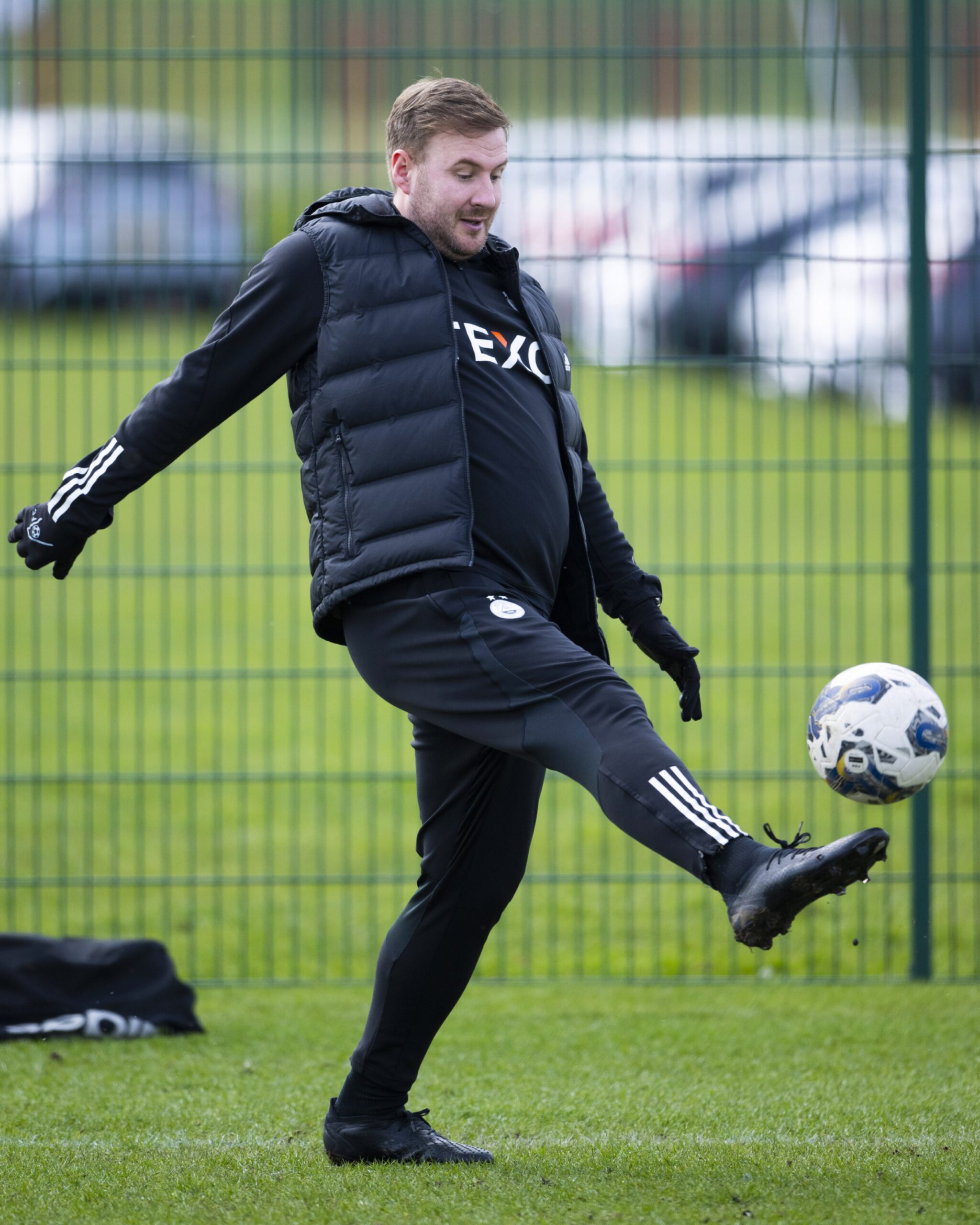 Aberdeen Interim manager Peter Leven during a training session at Cormack Park. Image: SNS