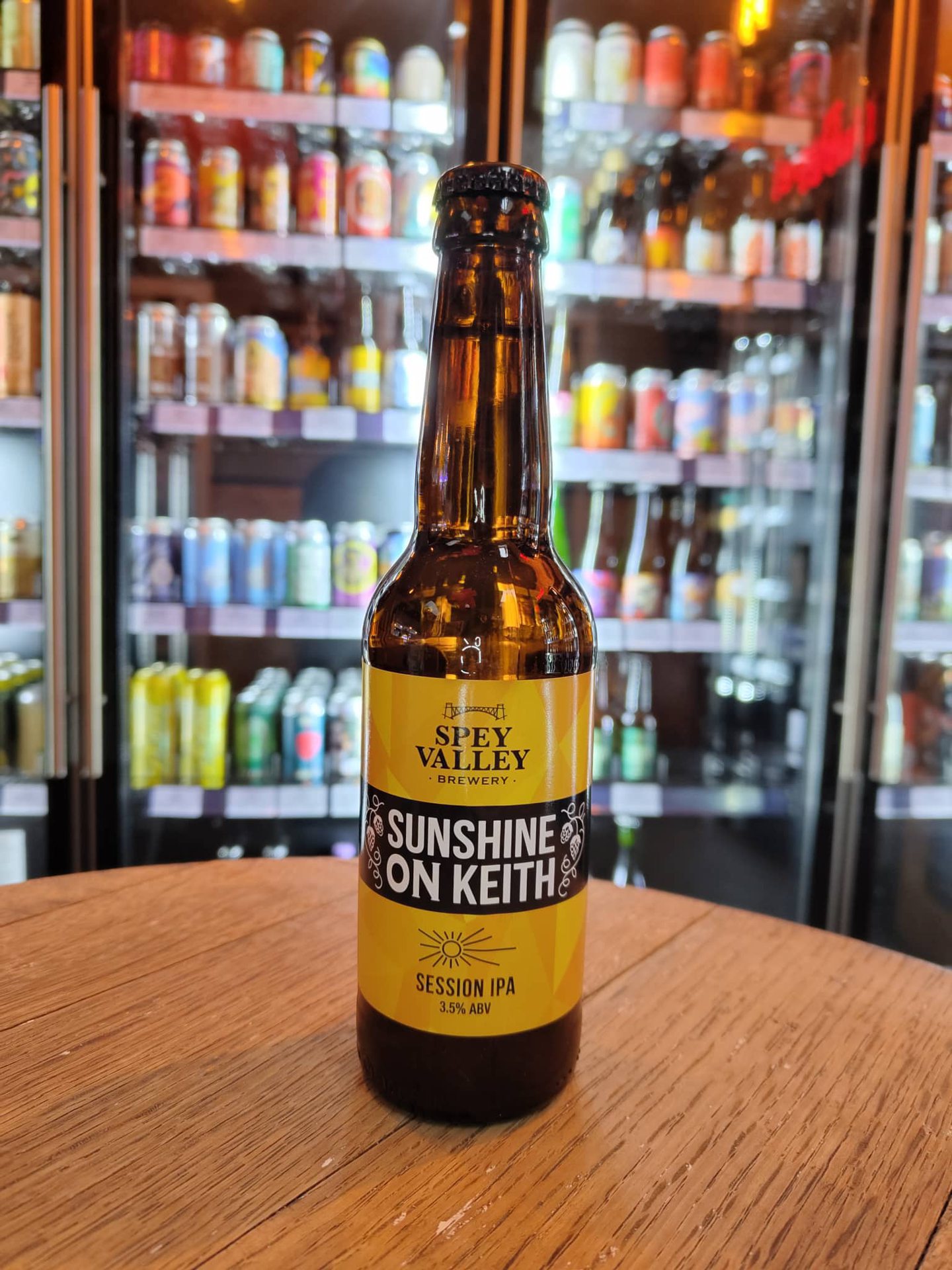 A bottle of Spey Valley's Sunshine On Keith beer, for sale at Against The Grain in Elgin. 