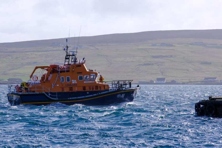 Lerwick lifeboat out at sea