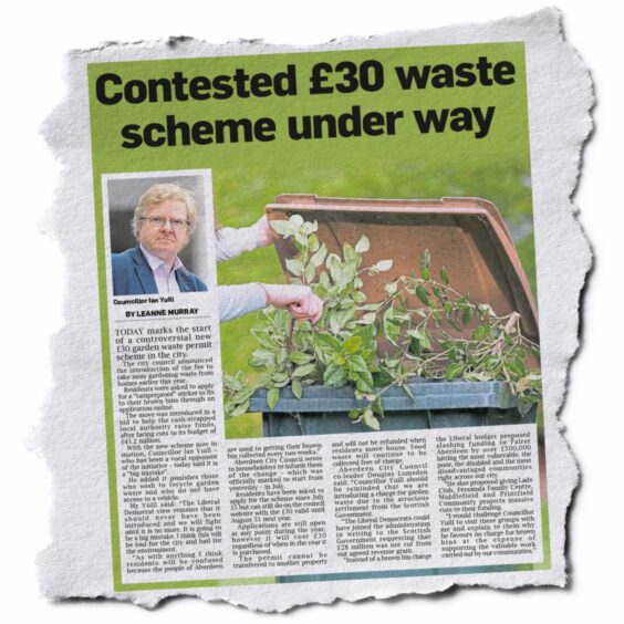 Newspaper clipping about garden waste scheme.