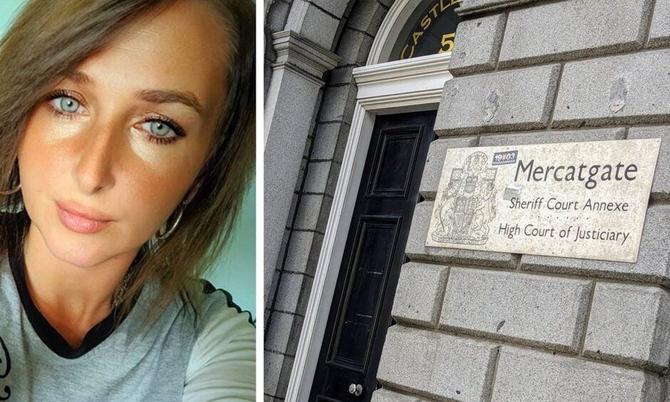 Picture of drug-dealing Fraserburgh mum Amy Beck alongside image of High Court in Aberdeen. 