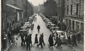 The Kingsway Cinema on the corner of King Street and Frederick Street became the biggest bingo hall in northern Scotland. A popular venue, this photo shows the bingo queue snaking down Frederick Street, stretching up both sides and crossing at one end. Image: DC Thomson
