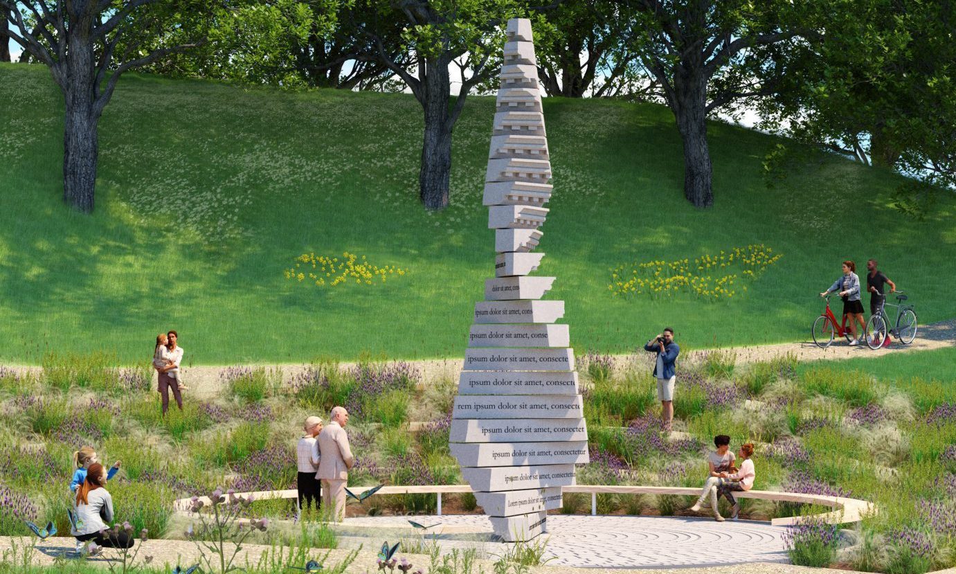 A sketch of the Covid memorial cairn planned for Bon Accord Terrace Gardens in Aberdeen. Image: George King Architects/Aberdeen City Council