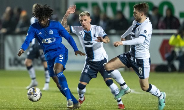 Cove Rangers' Mouhamed Niang in action during the League One match against Falkirk.