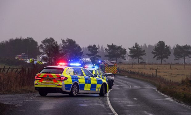 The A947 near Whiterashes is closed following a crash.