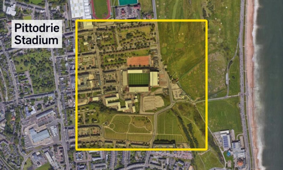 The proposed Fetteresso Forest substation site would also be large enough to cover Pittodrie Stadium. Image: Clarke Cooper/DC Thomson