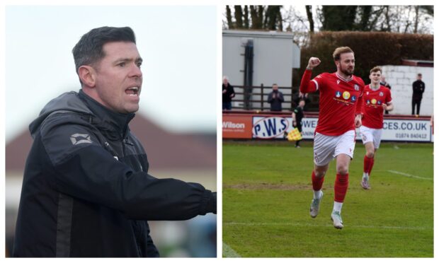 Buckie Thistle manager Graeme Stewart, left, and Brechin City's Danny Handling, right.
Collage created on March 26 2024 ahead of Buckie Thistle v Brechin City in the Breedon Highland League.