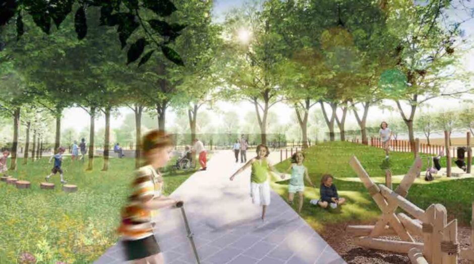 An artistic impression of the planned new Greenferns suburb in Aberdeen. Image: Aberdeen City Council