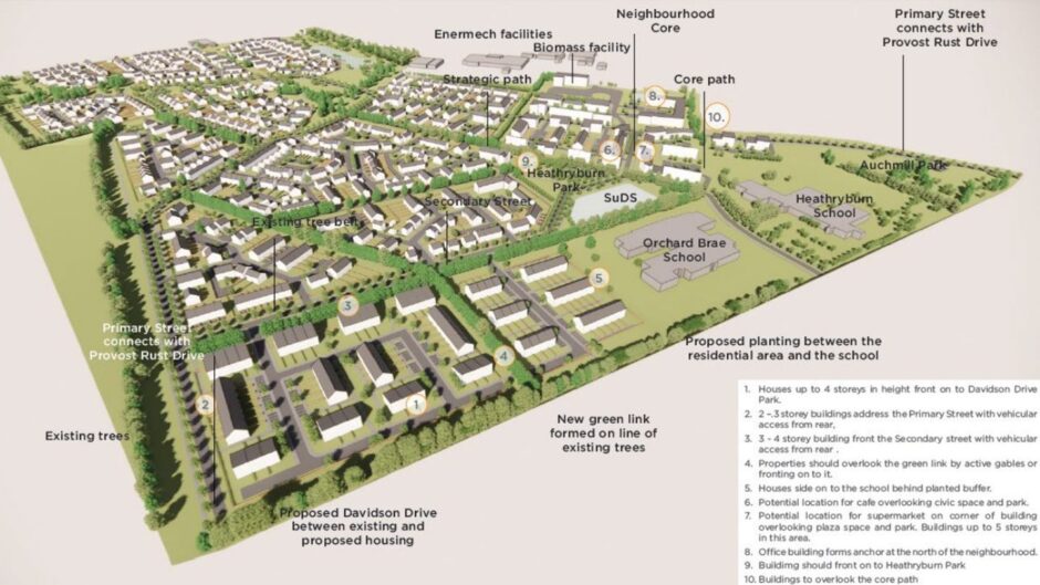 The outline layout of the Greenferns development, which gained planning permission in principle. Image: Aberdeen City Council