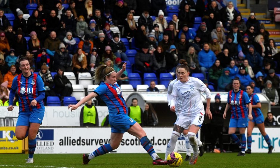 Kayleigh Mackenzie in action for Caley Thistle Women at the Caledonian Stadium. 