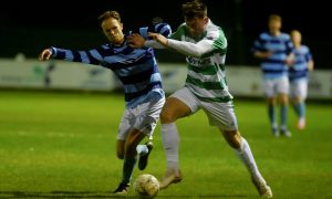 Banks o' Dee's Michael Philipson and Buckie's Jack Murray. Image: Kenny Elrick/DC Thomson.