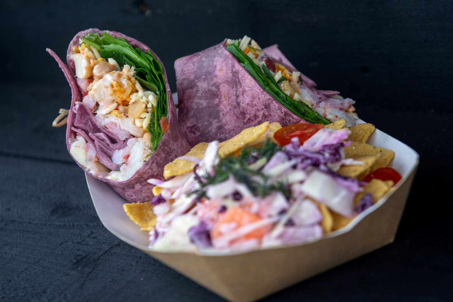 Stonehaven seafood shack serving fresh lobster in purple burritos