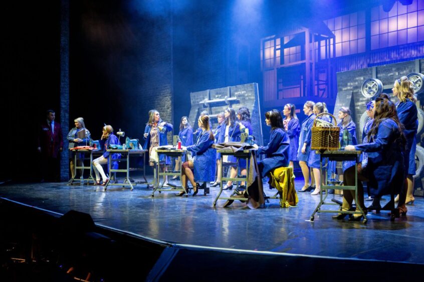 Cast on stage during production of Made in Dagenham at Eden Court, Inverness.
