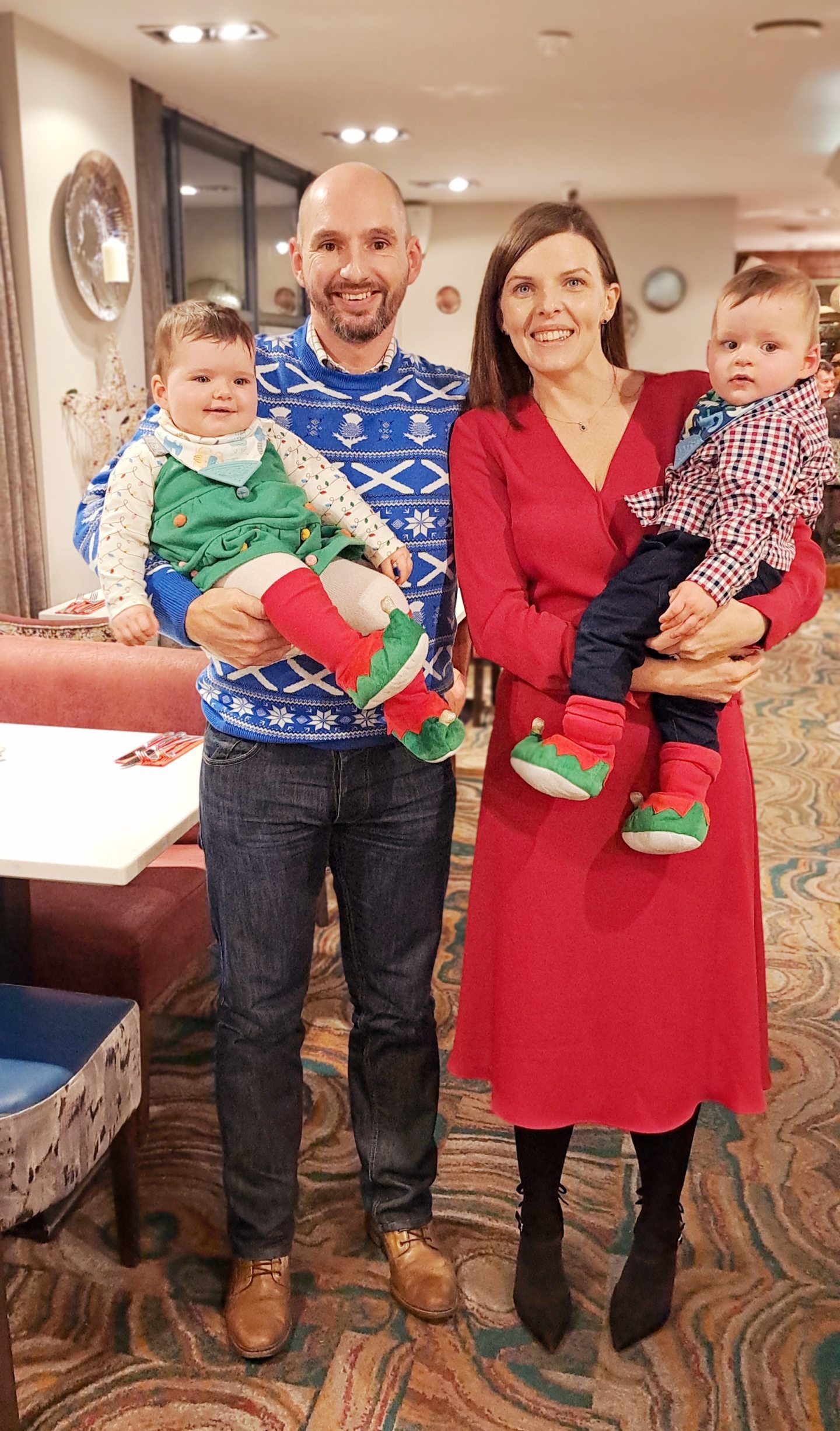 Marie and Roy Potts with their one-year-old twins Emily and Ruaridh.