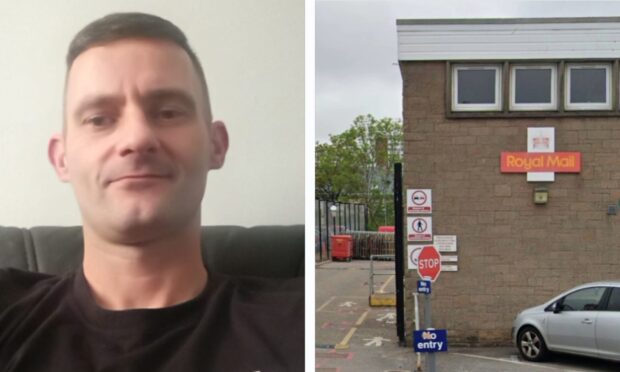 Mark Longmuir was snared by a sniffer dog at Royal Mail's sorting office on Whitemyres Avenue in Mastrick, Aberdeen. Images: Facebook/Google Street View