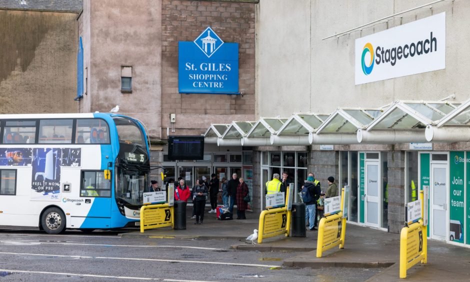 Stagecoach bus parked at Elgin bus station.